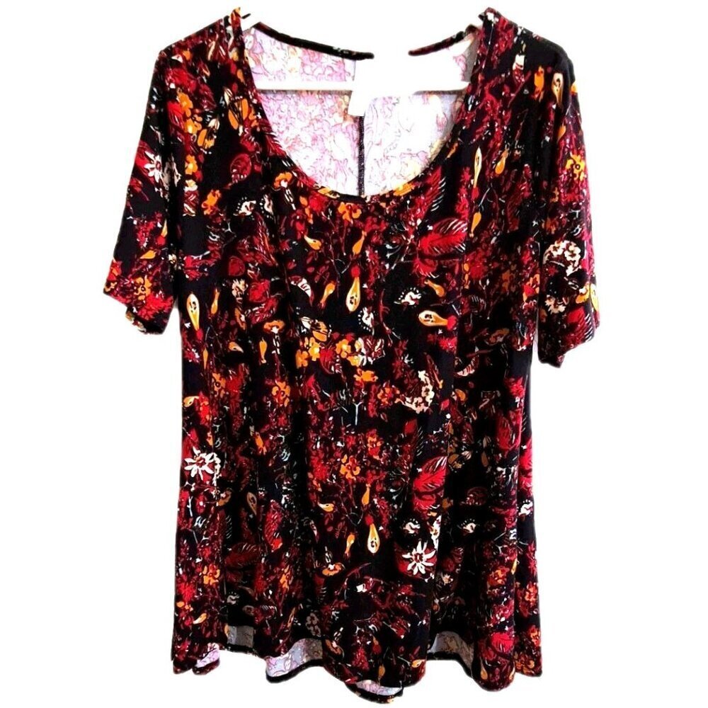 LuLaRoe Women's 3XL Multicolor Floral Print Short Sleeve Tunic Fairy WhimseyGoth